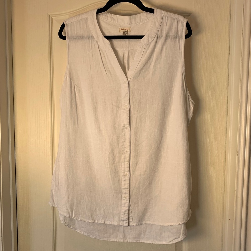 Weatherproof Vintage White Linen Blend Sleeveless Blouse XXL Summer‎